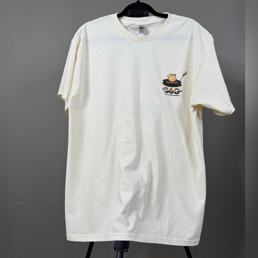 Gildan Cream Short Sleeve Tee with Graphic   Atlanta 360 Booth Entertainment